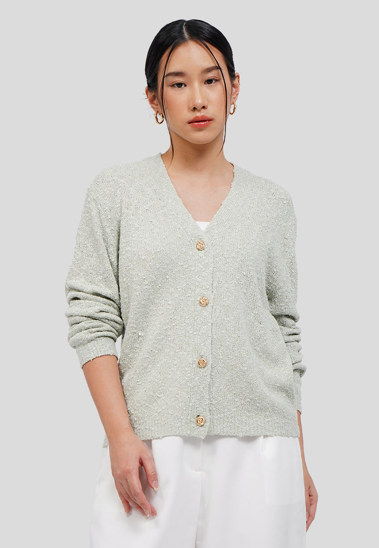 Textured Long Sleeve Knit Cardigan