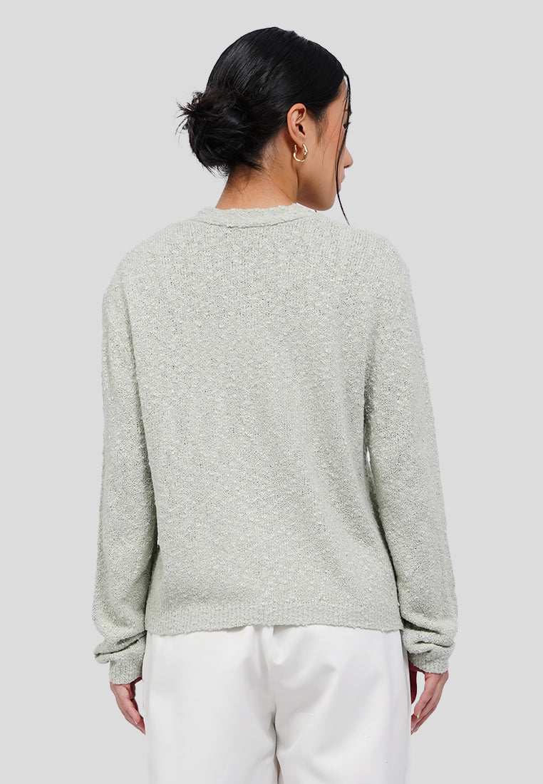 Textured Long Sleeve Knit Cardigan