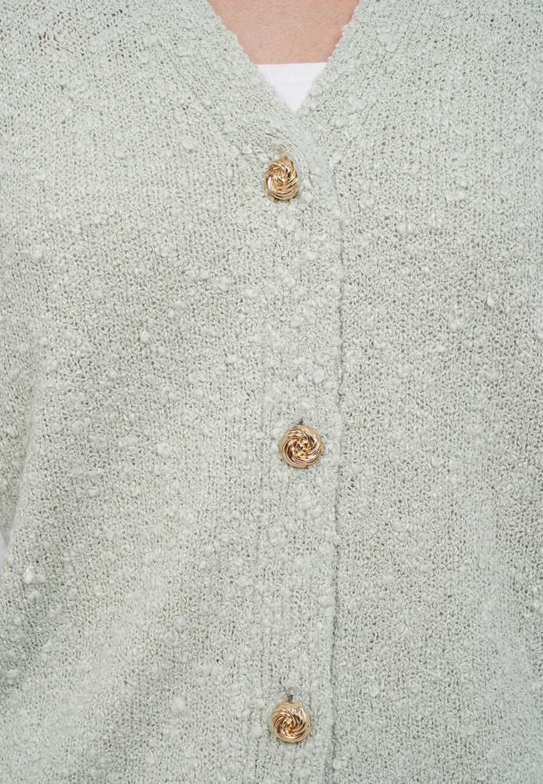 Textured Long Sleeve Knit Cardigan