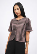 Short Sleeve Stripes Cardigan