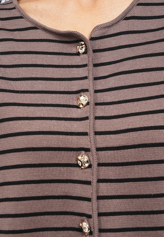Short Sleeve Stripes Cardigan