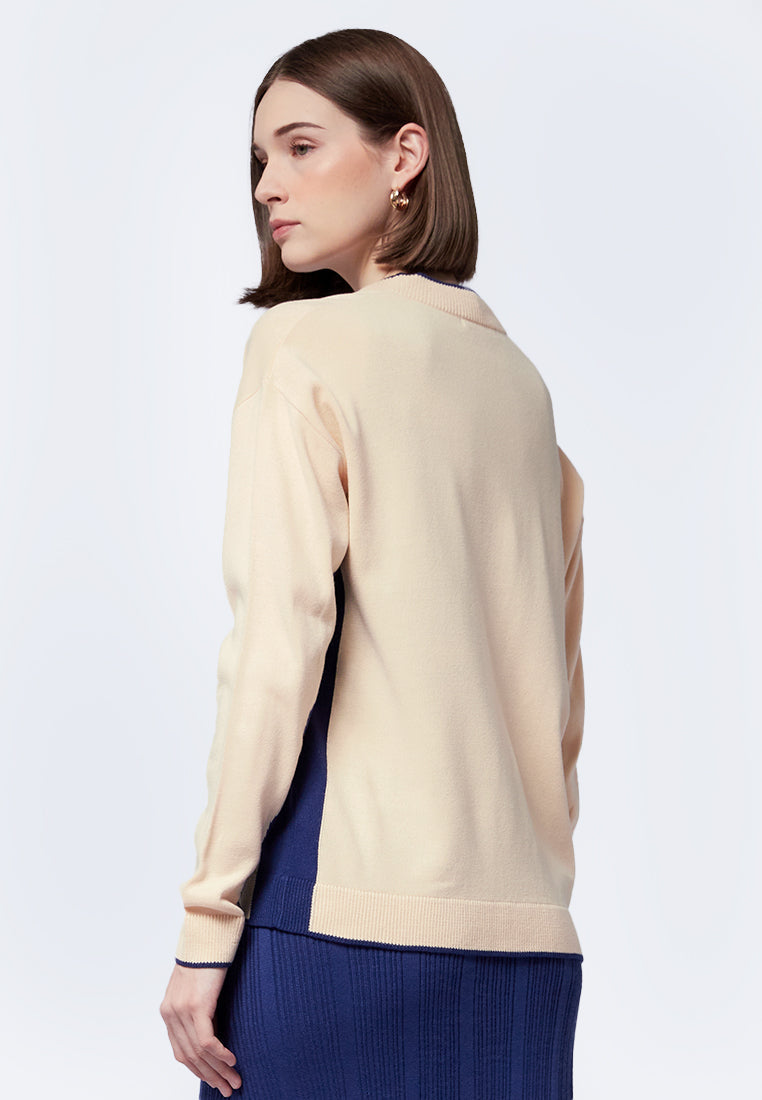 Knit Cardigan with Contrast Lining