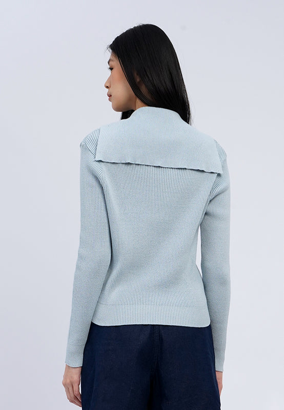 Wide Collar Long Sleeve Cardigan