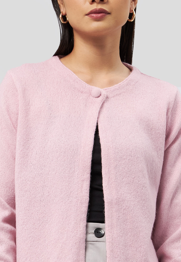Single Button Long Sleeve Cardigan