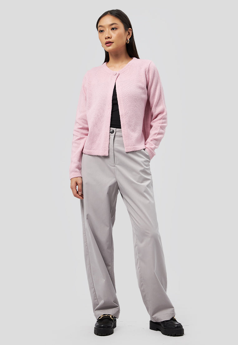 Single Button Long Sleeve Cardigan