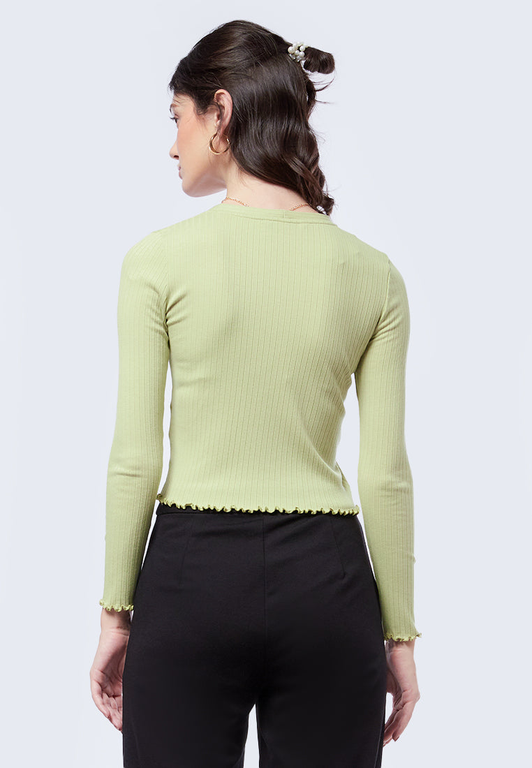 Lettuce Hem Long Sleeve Rib Top