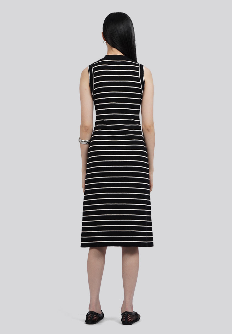 Sleeveless Stripes Knit Midi Dress