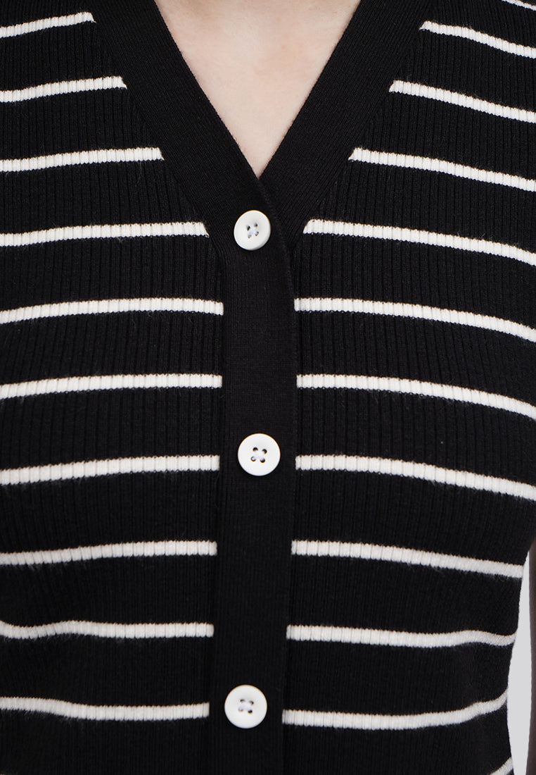 Sleeveless Stripes Knit Midi Dress