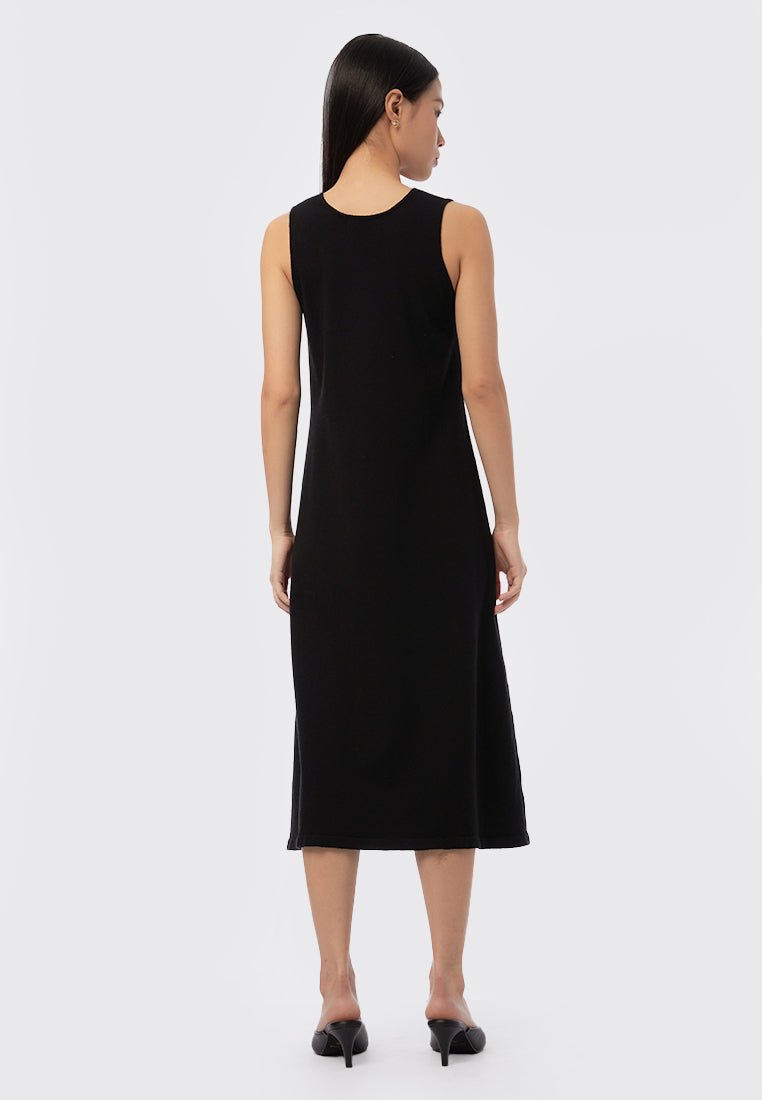 V-Neck Knitted Midi Dress