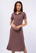Knit Polo Dress with Side Slit