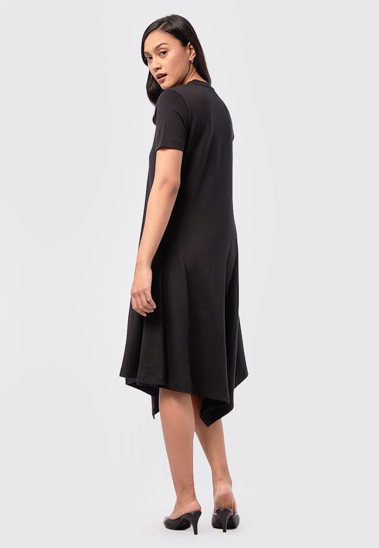 Asymmetric Short Sleeve Midi Dress