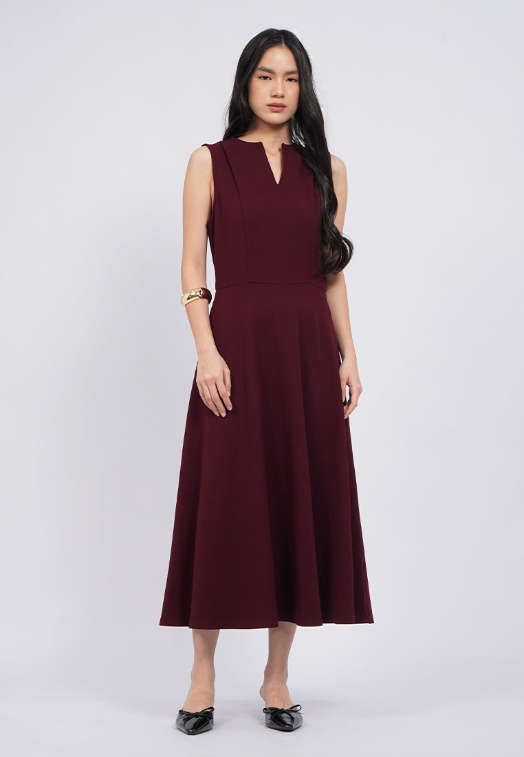 V-Neck Sleeveless Midi Dress