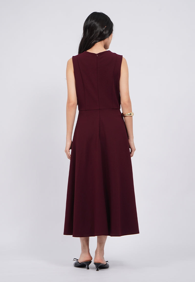 V-Neck Sleeveless Midi Dress