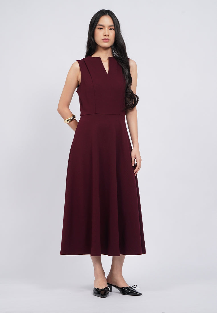 V-Neck Sleeveless Midi Dress