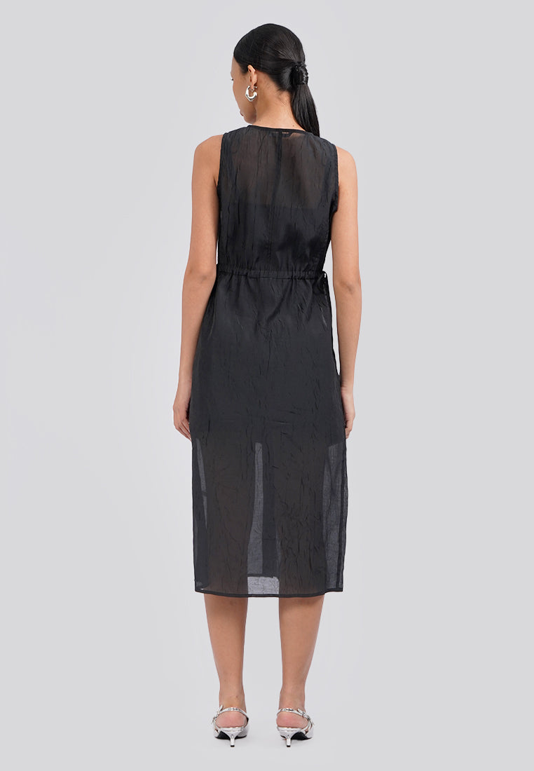 Sleeveless Midi Dress with Front Button