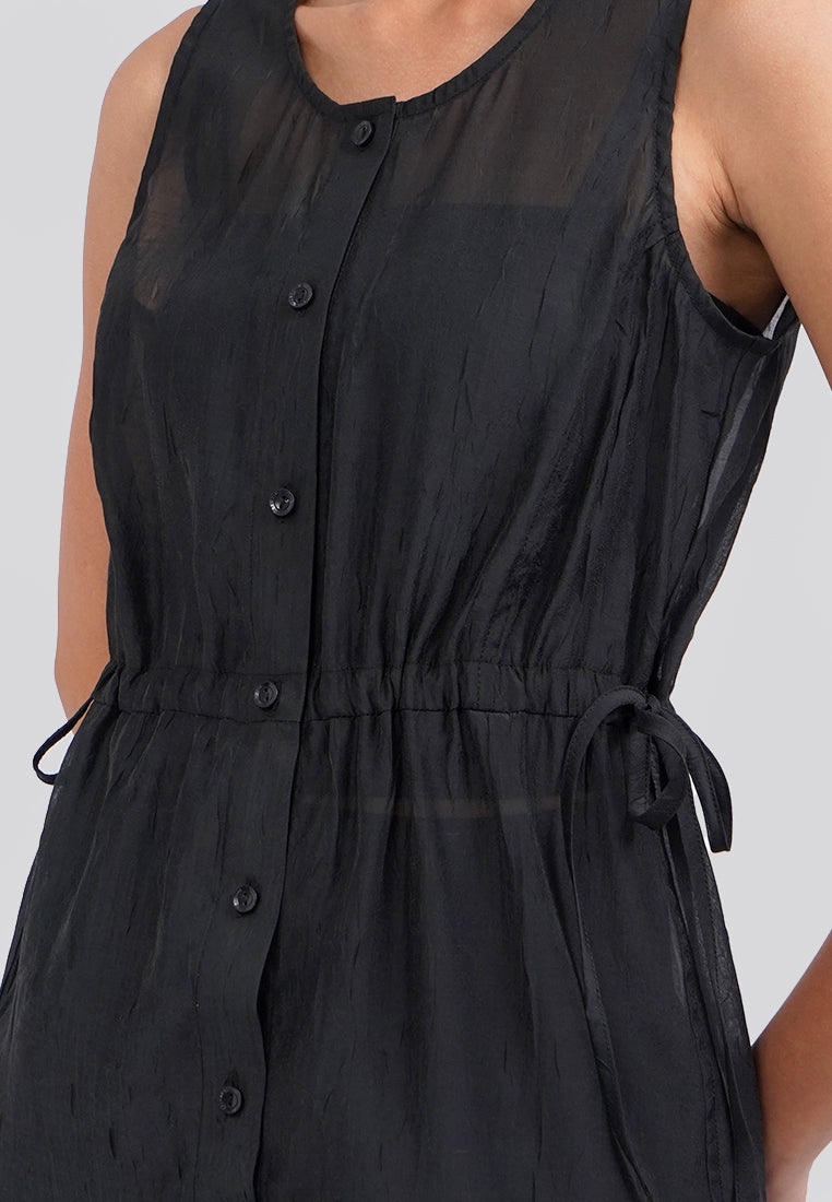 Sleeveless Midi Dress with Front Button