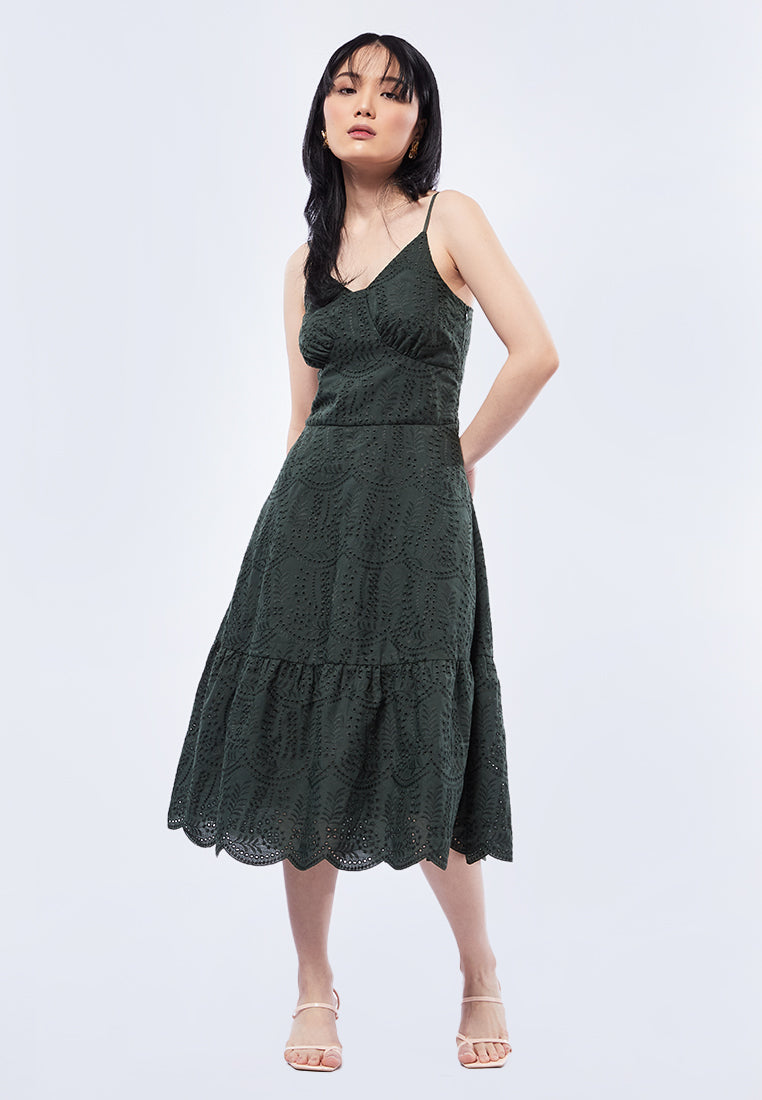 Strappy Eyelet Midi Dress