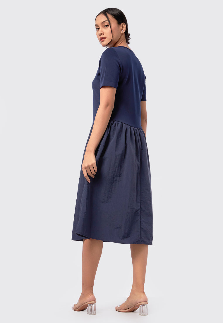 Contrast Panel Midi Dress