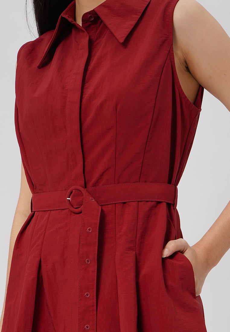 Sleeveless Midi Shirt Dress
