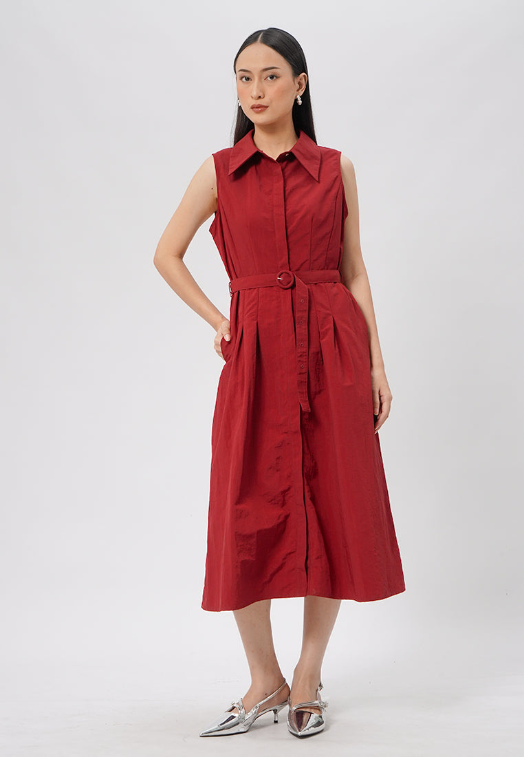 Sleeveless Midi Shirt Dress
