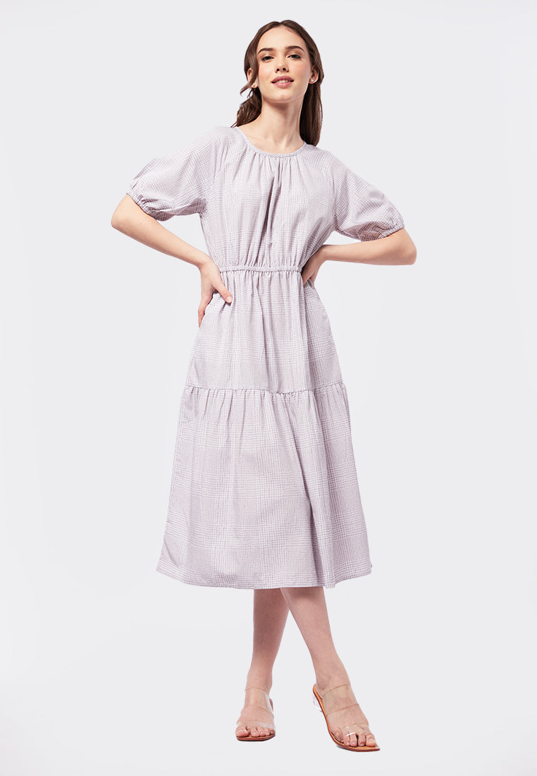 Gingham Tiered Midi Dress