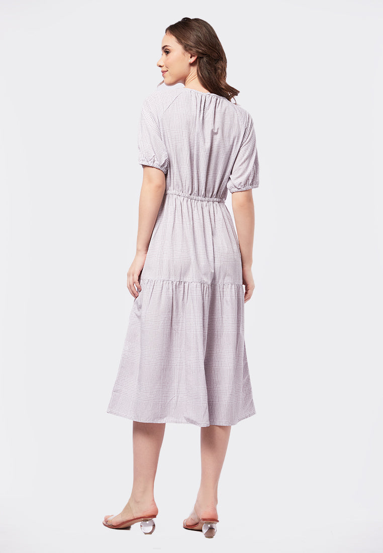Gingham Tiered Midi Dress