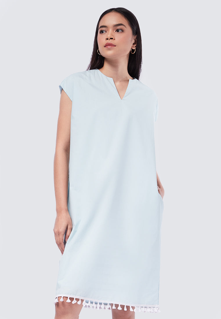 V-Neck Tassel Midi Dress