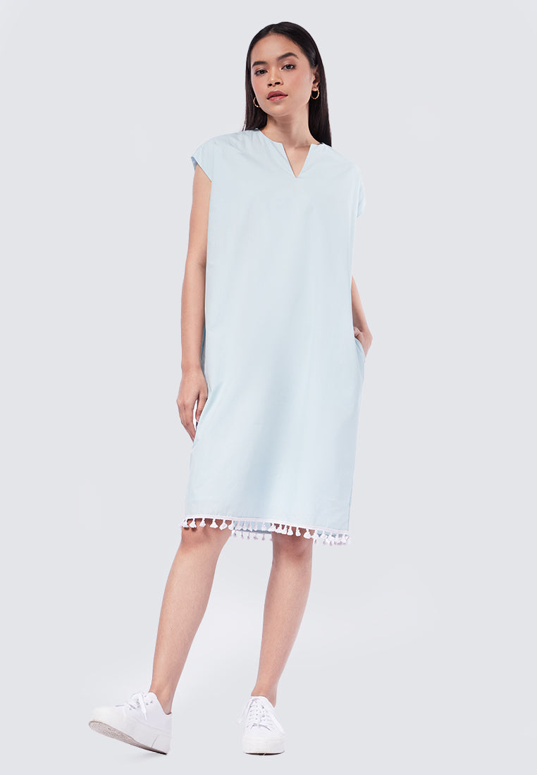 V-Neck Tassel Midi Dress