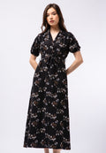 Notch Collar Midi Dress