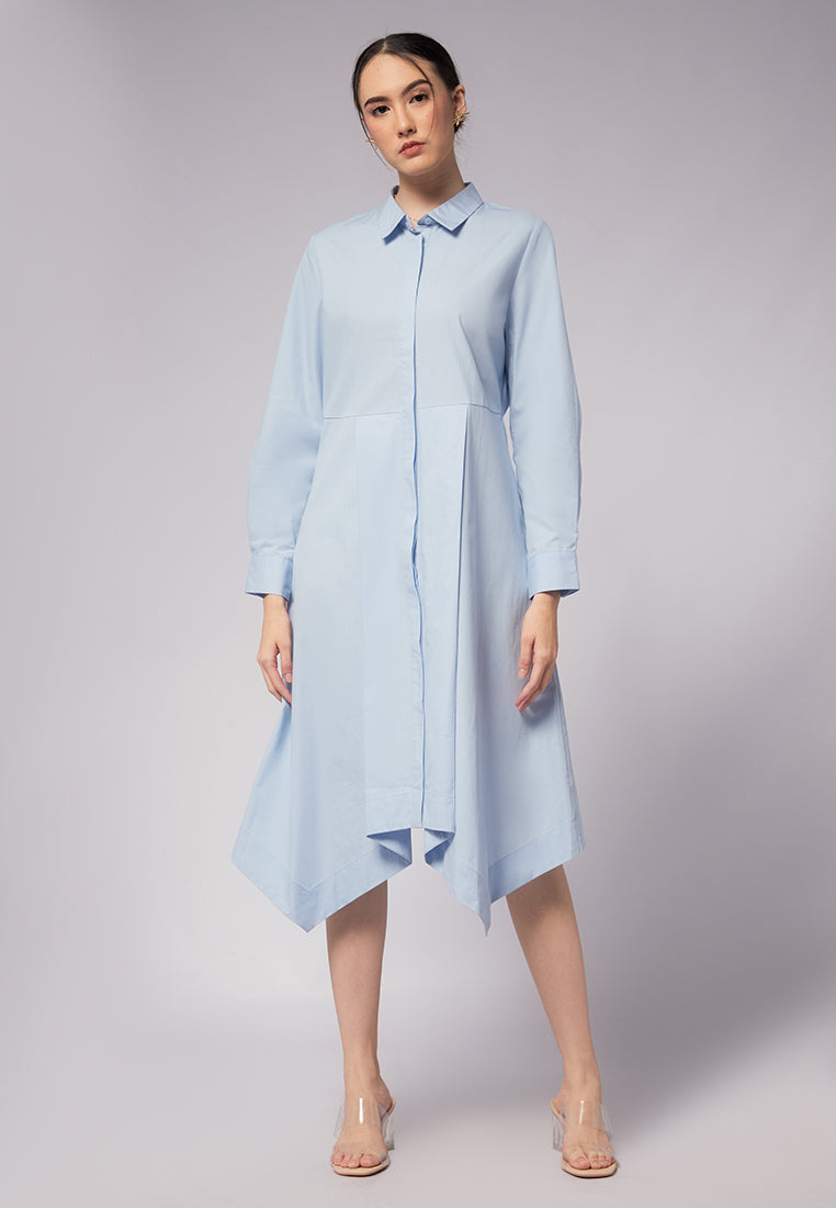 Asymmetric Hem Long Sleeve Dress