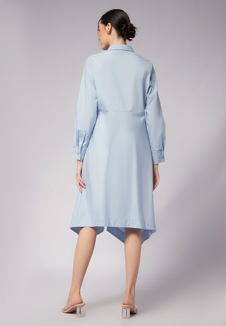 Asymmetric Hem Long Sleeve Dress