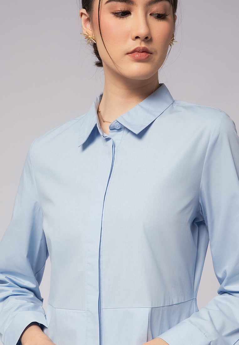 Asymmetric Hem Long Sleeve Dress