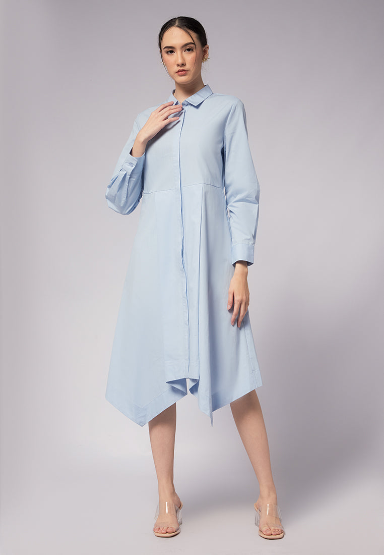 Asymmetric Hem Long Sleeve Dress