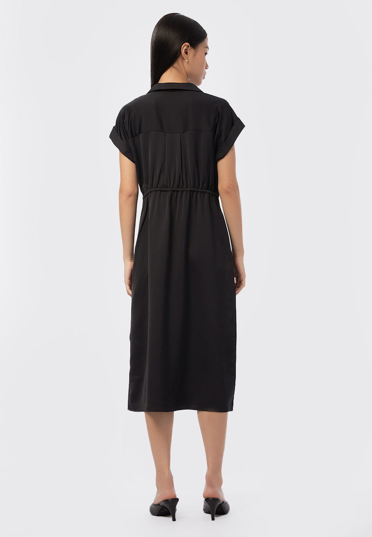Short Sleeves Wrap Midi Dress