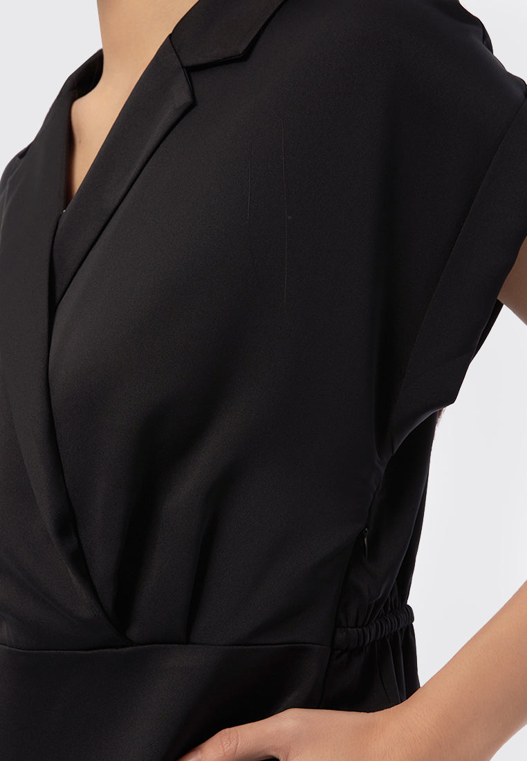 Short Sleeves Wrap Midi Dress