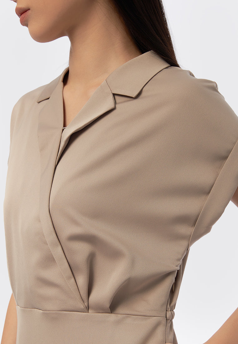 Short Sleeves Wrap Midi Dress