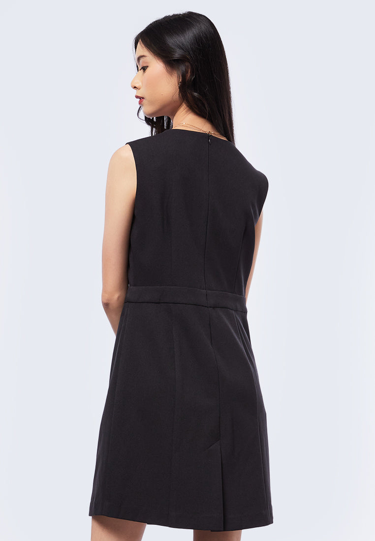 V-Neck Sleeveless Midi Dress