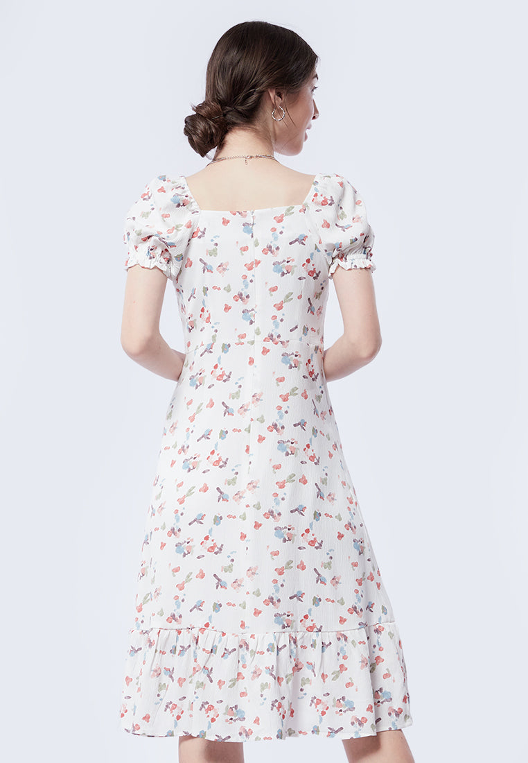 Printed Flowy Midi Dress
