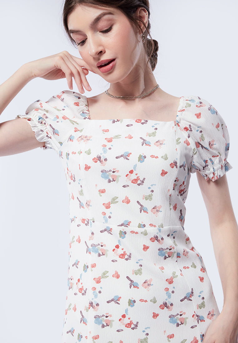 Printed Flowy Midi Dress