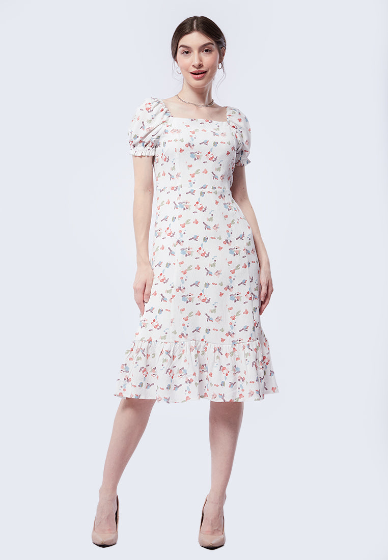 Printed Flowy Midi Dress