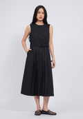 Sleeveless Belted Midi Dress