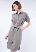 Midi Shirt Dress with Belt Details