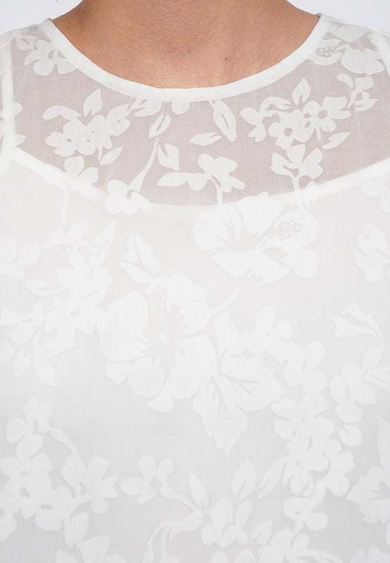 Balloon Sleeve Sheer Midi Dress