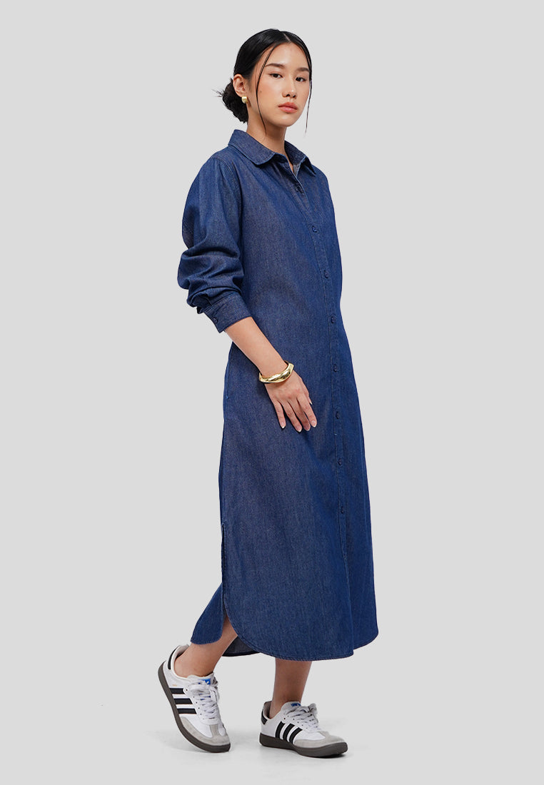 Long Sleeve Chambray Shirt Dress