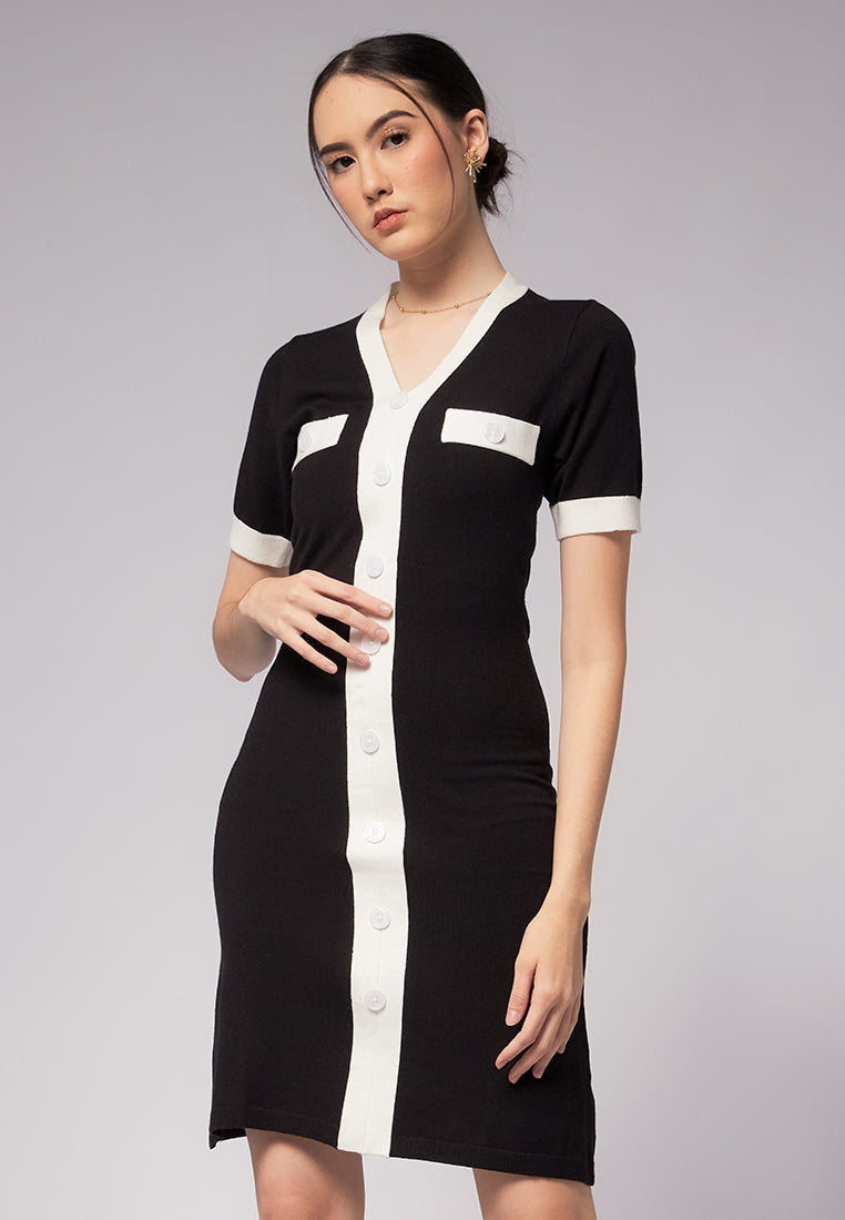 Contrast Mini Knit Dress