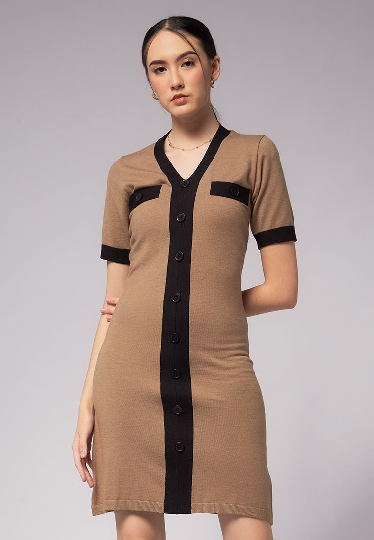 Contrast Mini Knit Dress