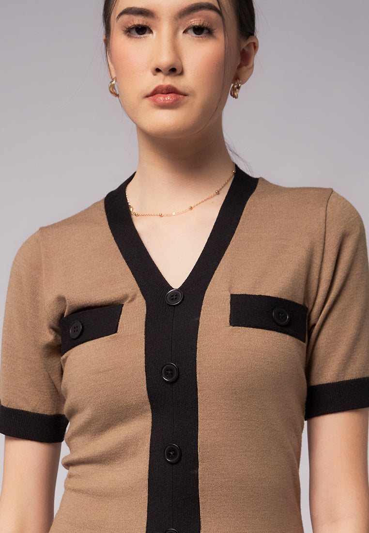 Contrast Mini Knit Dress