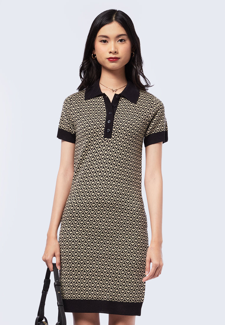 Short Sleeve Printed Polo Dress