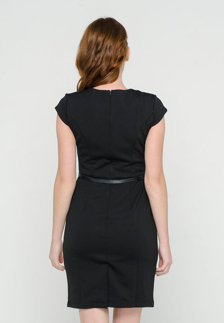 Cap Sleeve Dress with Belt