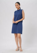 Sleeveless Mini Dress with Button Navy